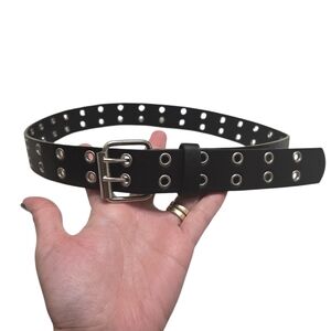 Classic Black Belt with Silver Eyelets